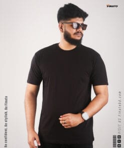 Finato Mens Solid Short Sleeve Tshirt- Black