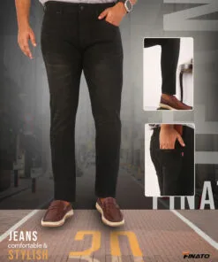 Finato Men's Black Denim Pant- Faded Black